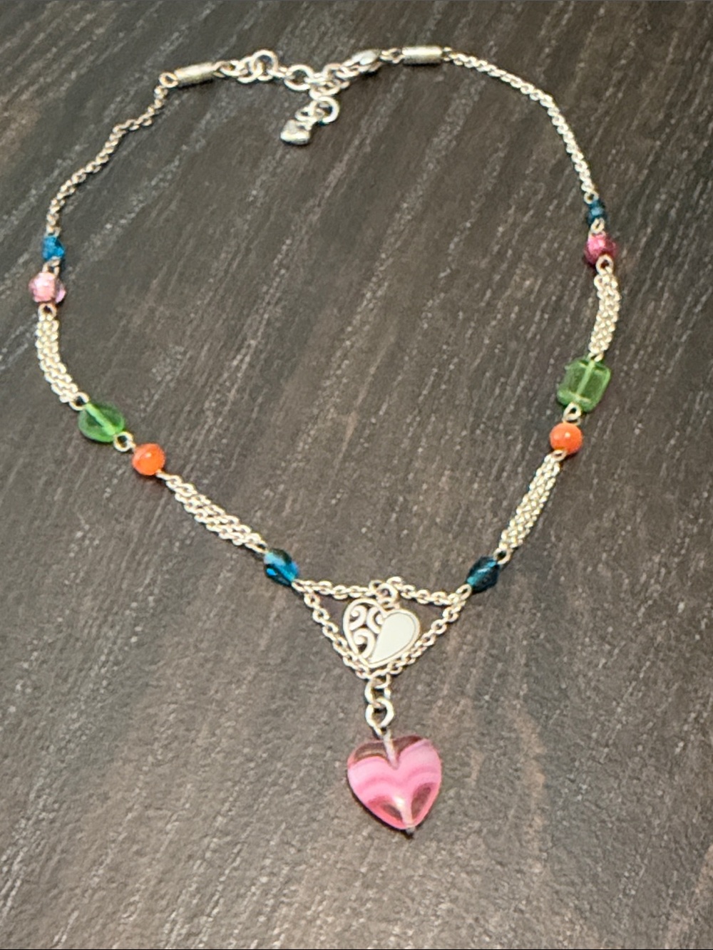 Brighton Heart Pendant Multi-Color Beaded Necklace - Pink Heart